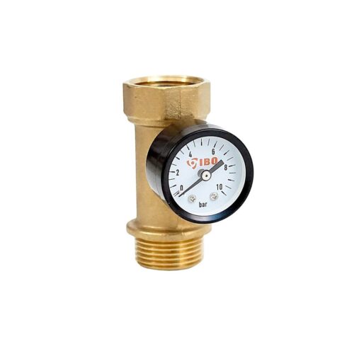 3-Wege-Verteiler Messing DN25 1" + Manometer für Druckschalter Hauswasserwerk
