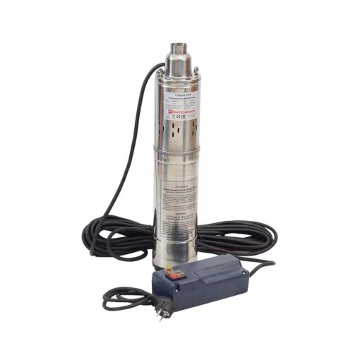 Tiefbrunnenpumpe Brunnenpumpe Rohrpumpe 4" 52mm 550W 2400l/h 7,5 bar Schaltbox