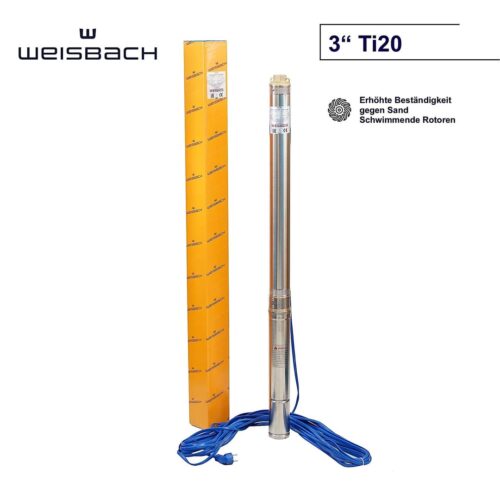 3" WEISBACH Tiefbrunnenpumpe TI20 0,55kW 3000l/h 8,2bar sandverträglich <5%