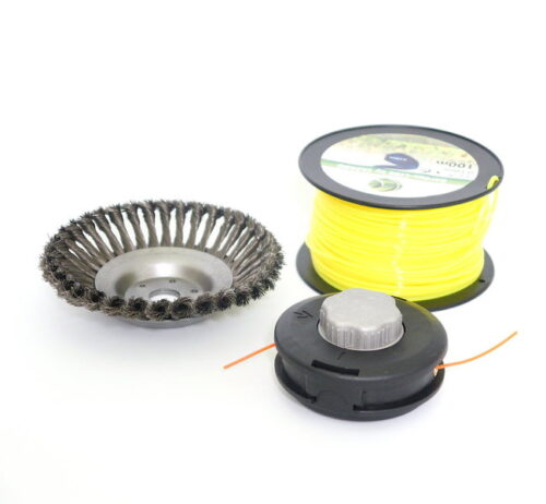 Unkrautbürste 25,4x200 Fadenkopf M10 Mähfaden 3mm Set Motorsense Freischneider
