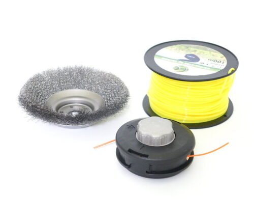 Unkrautbürste 25,4x200 Fadenkopf M10 Mähfaden 3mm Set Motorsense Freischneider