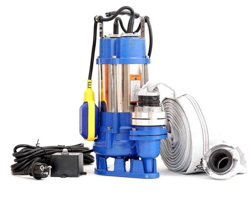550W Fäkalienpumpe Schmutzwasserpumpe Tauchpumpe mit Schneidwerk 12000 L/h + 20m C-Schlauch