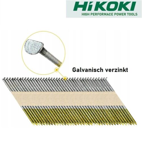 2500x HiKOKI Hitachi 34° Streifennägel GR 28/75 D-Kopf verzinkt gerillt 2,8x75mm