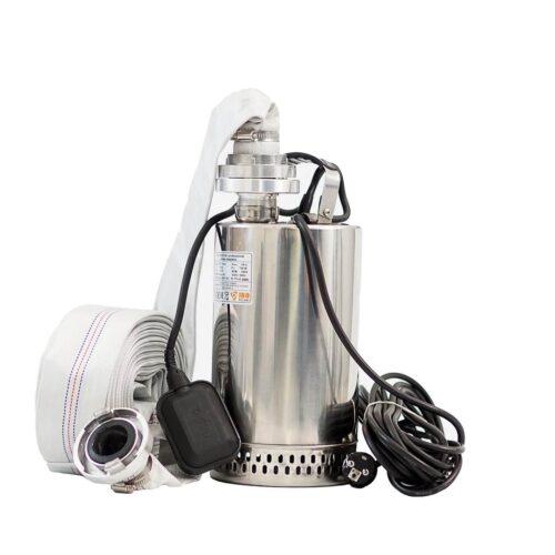 Profi Edelstahl Schmutzwasserpumpe Tauchpumpe SWQ 750W 13200 L/h + 20m C-Schlauch