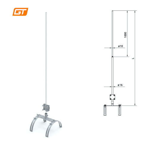 Fangstangenhalter Set mit Fangmast Fangstange (1-3m) für Firstziegel Blitzschutz